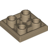 Lego destička hladká 2x2 invertovaná, tmavě béžová (6406008)